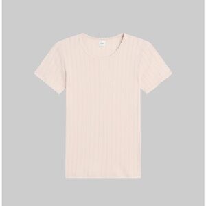 LESET pointelle slim fit tee in pink. size XS. NWT